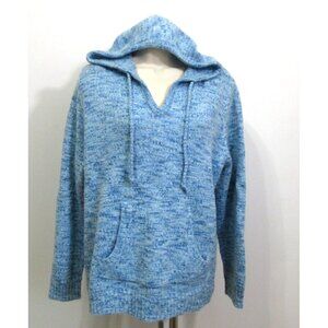 Venezia Sweater Womens 18/20 Blue Variegated Wool Blend Hooded Kangaroo Pocket